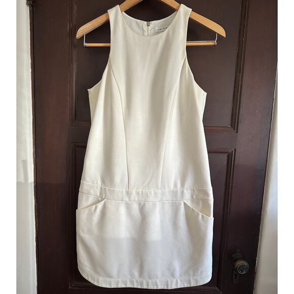 TRINA TURK | White Sleeveless Drop Waist Mod Style Mini Dress | Size Small - Picture 1 of 7